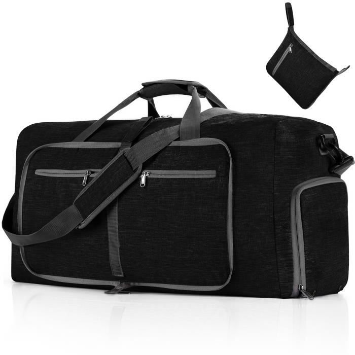 Sac de Voyage Pliable avec Compartiment Chaussures 85L Week-End Sac,Grand  Léger Sac Gym Musculation Homme Femme-noir