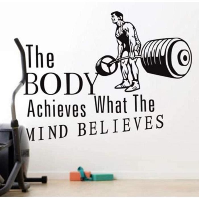Autocollant Mural Haltère - Déco Fitness Gym - Vinyle Haute Brillance - Personnalisable