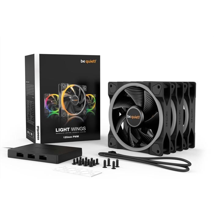 be quiet! Light Wings ARGB PWM Ventilateur, Triple Pack - 120mm noir