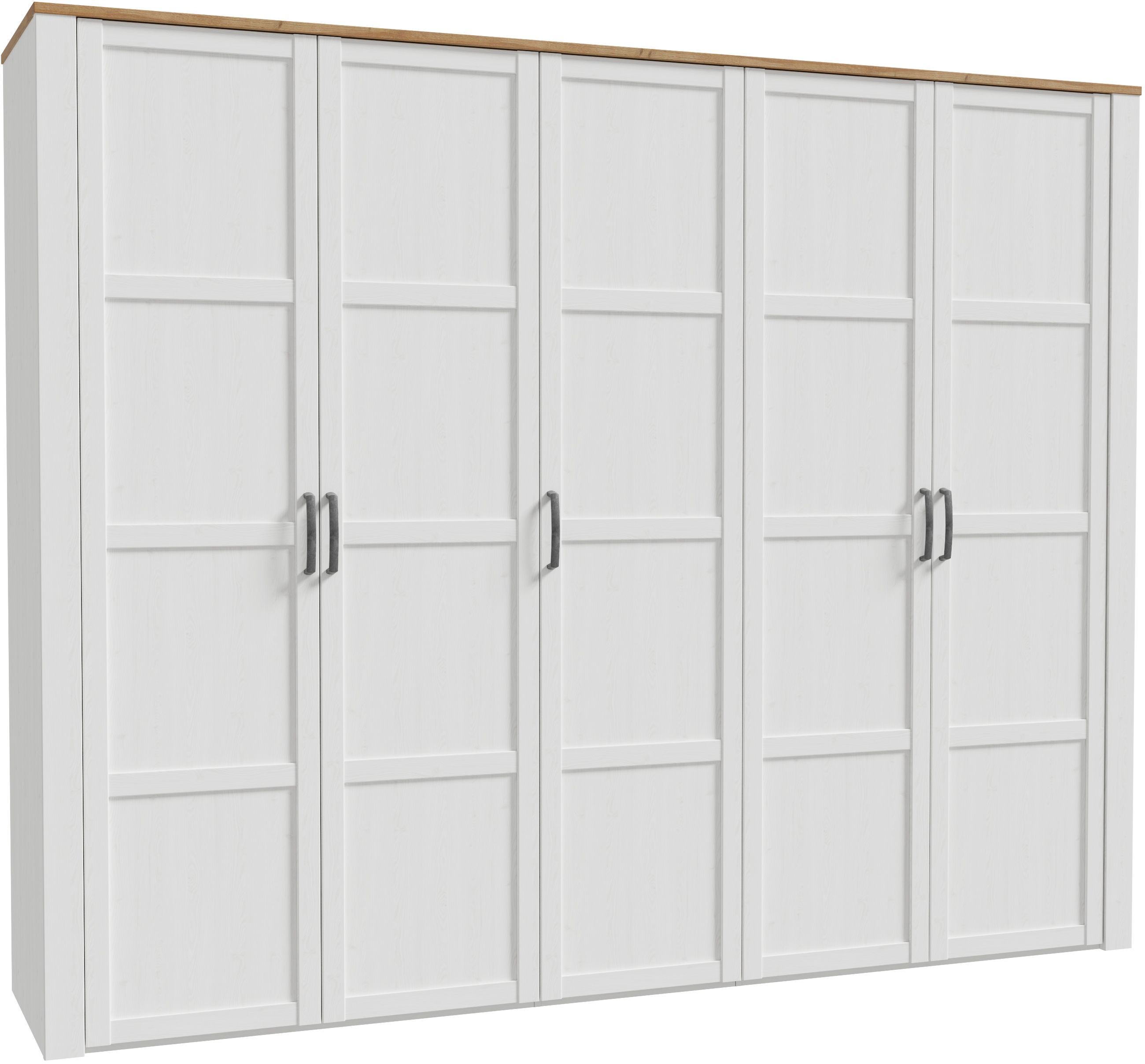 Armoire de chambre BOHOL Décor Chêne et 5 portes battantes L2656 x P596 x H214 cm - vue 2