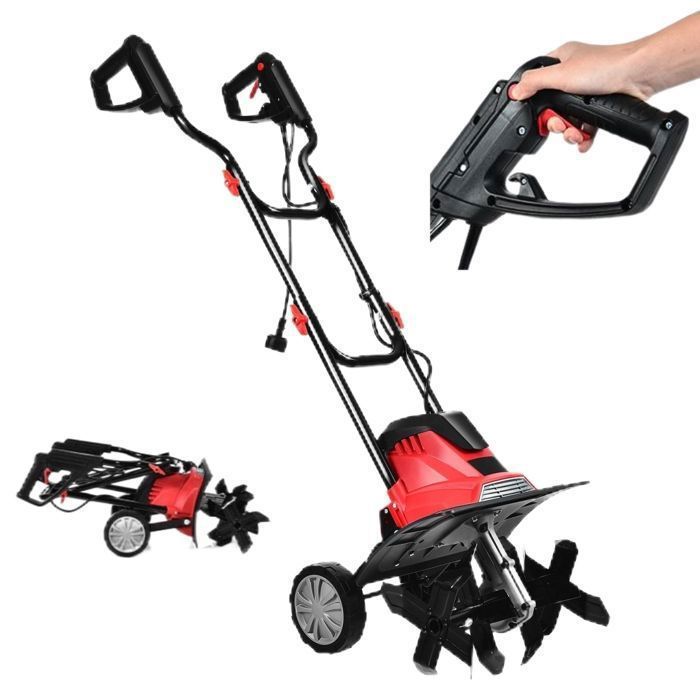 Motobineuse &eacute;lectrique COSTWAY - 1200W - Largeur 35cm - Profondeur 22cm - 4 lames