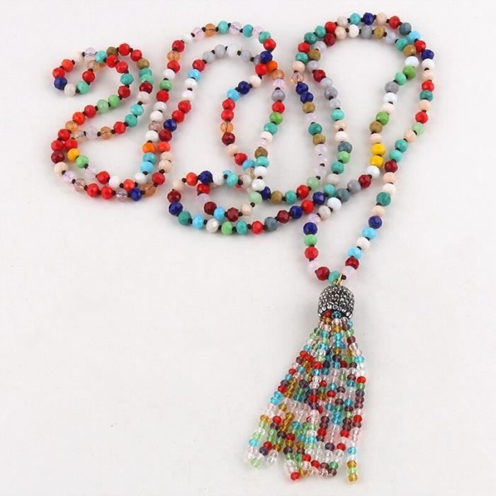Collier Argenté Avec Croix, Cristal Et Glands - Bijou Cadeau En Alliage - Neuf Avec étiquettes
