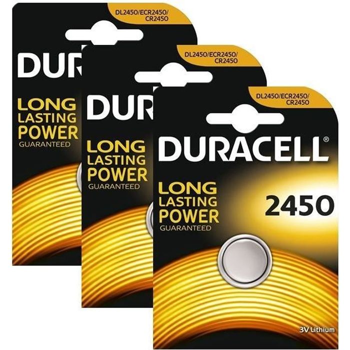 3 piles Duracell CR2450 3V Lithium pile à pile 2450 DL2450 K2450L -  Cdiscount Jeux - Jouets