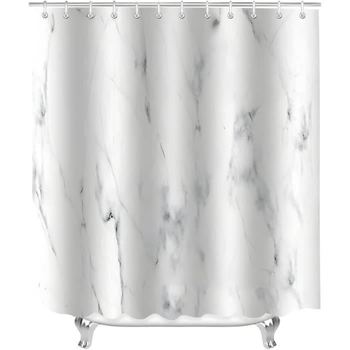 Lerores Rideau De Douche 120x200 Cm Noir Rayé - Imperméable Anti-Moisissure Avec Anneaux