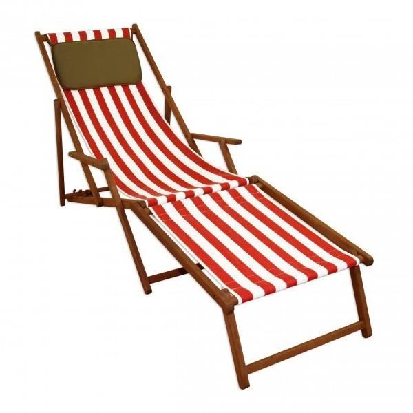 Chaise longue rayé rouge et blanc chilienne bain de soleil pliant repose-pieds oreiller 10-314FKD Chaise longue rayé rouge et blanc chilienne bain de soleil pliant repose-pieds oreiller 10-314FKD