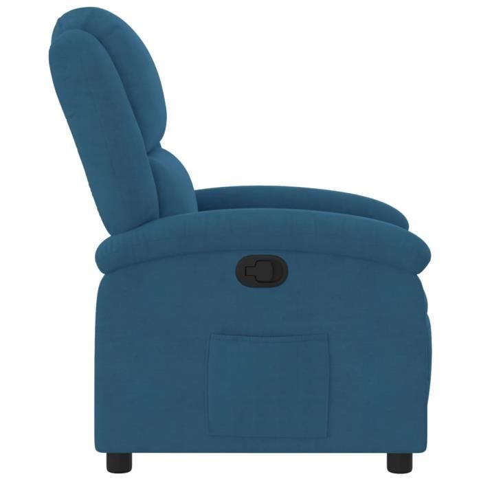Fauteuil inclinable - ESTINK - Modèle 111680 - Velours bleu - Dimensions 71x865x995 cm - Confortable