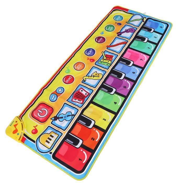 Tapis De Piano Géant 1,7 M - 24 Touches, 10 Chansons, 8 Sons D'instruments - Jouet Musical Pour Enfants 4-10 Ans