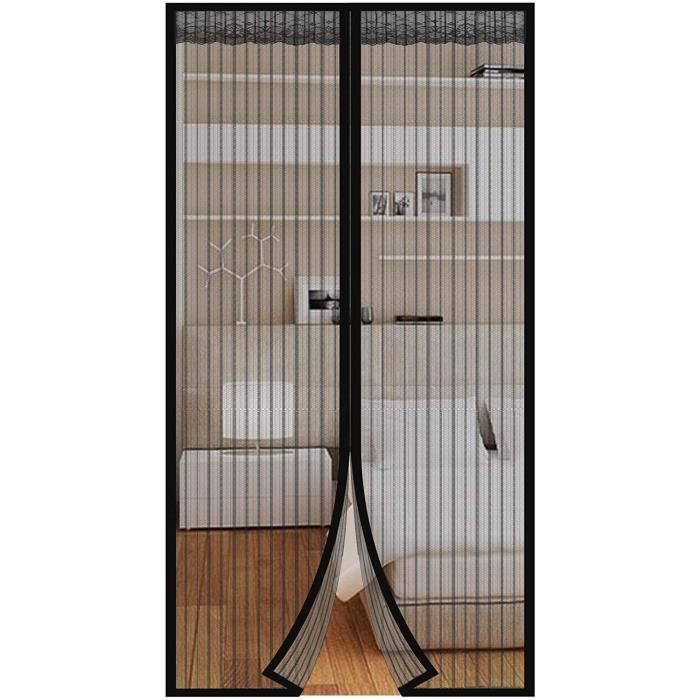 Noir ASTARC Moustiquaire fenêtre 150 200 cm Magneto Mesh Screen Anti Insectes Mouches avec Bande Adhésive en maille filet Rideau,Rideau de moustiquaire 