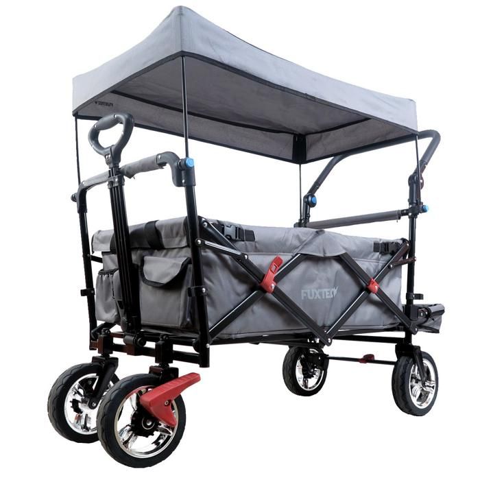 Chariot de transport enfant - Gris - FUXTEC Smart Cruiser - pliable charge 75 kg