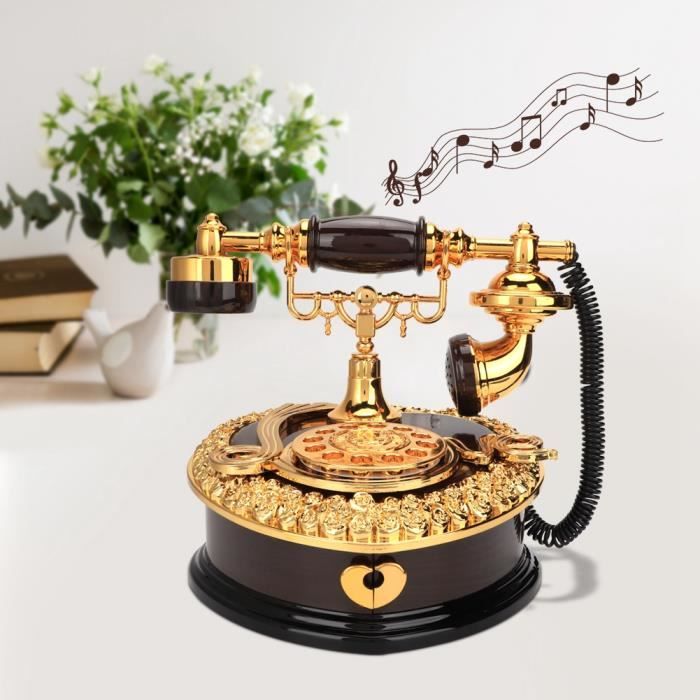 MAD Bote à musique Telephone Music Box Phone Model Retro Decorative