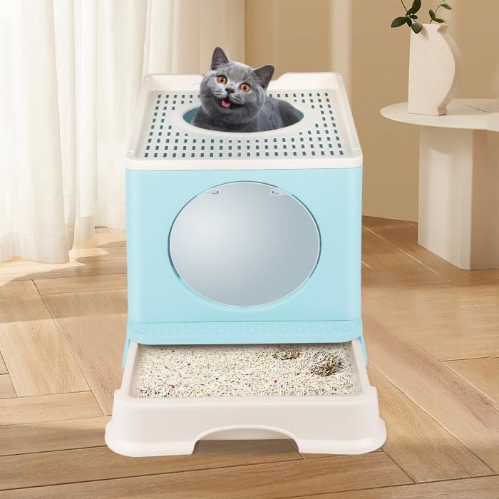 Meilleurs prix pour Toilette pliable pour chat - HOMEWELL - 45*34*39cm - Bleu - A monter soi-même