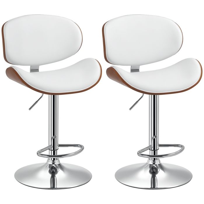 HOMCOM - Tabourets de bar - Revêtement synthétique - 53x52x112cm - Blanc