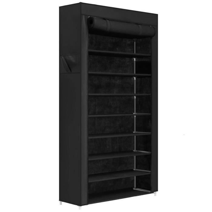 Etagere A Chaussures Portative 9 Couches De Grande Capacite Pour