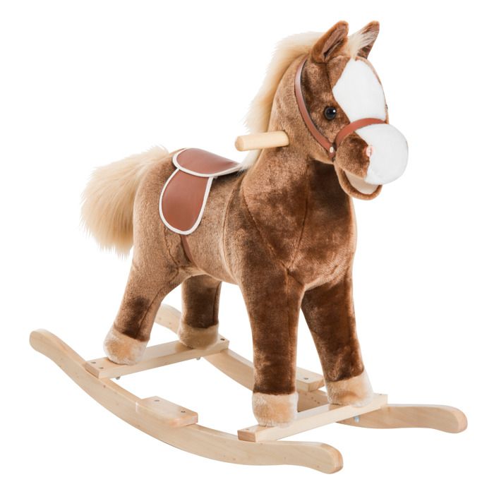 Cheval à bascule cheval de cowboy selle grand confort peluche