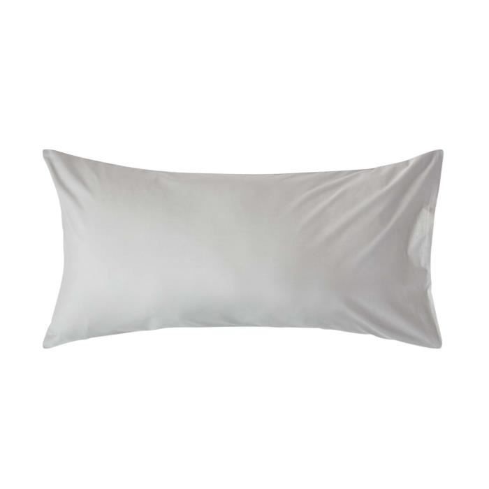 Taie doreiller - HOMESCAPES - Rectangulaire - Coton égyptien 200 fils - Gris - 50 x 90 cm Taie doreiller - HOMESCAPES - Rectangulaire - Coton égyptien 200 fils - Gris - 50 x 90 cm