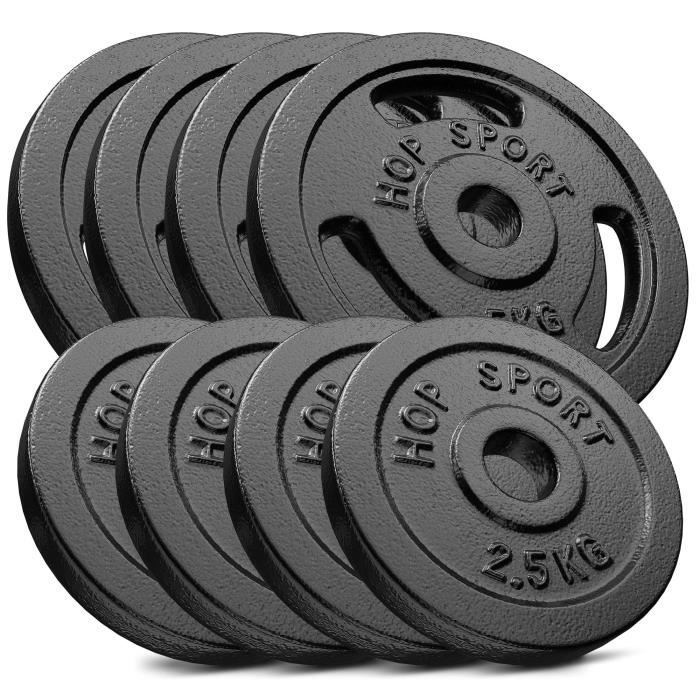 C.P. Sports Lot Disques Olympiques Fonte 30 / 60 / 87 Kg, Alésage 50 Mm, Poignées Intégrées à Partir De 1,25 Kg