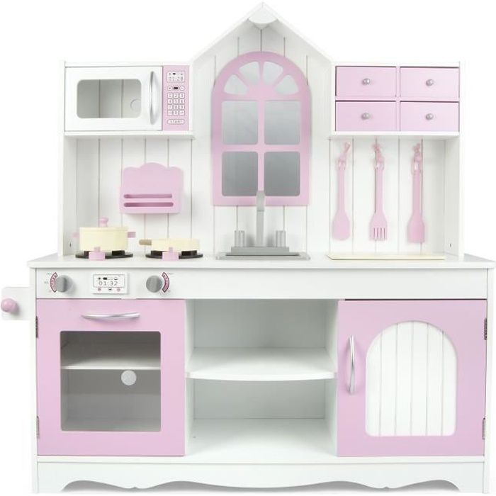 cuisine en bois jouet rose