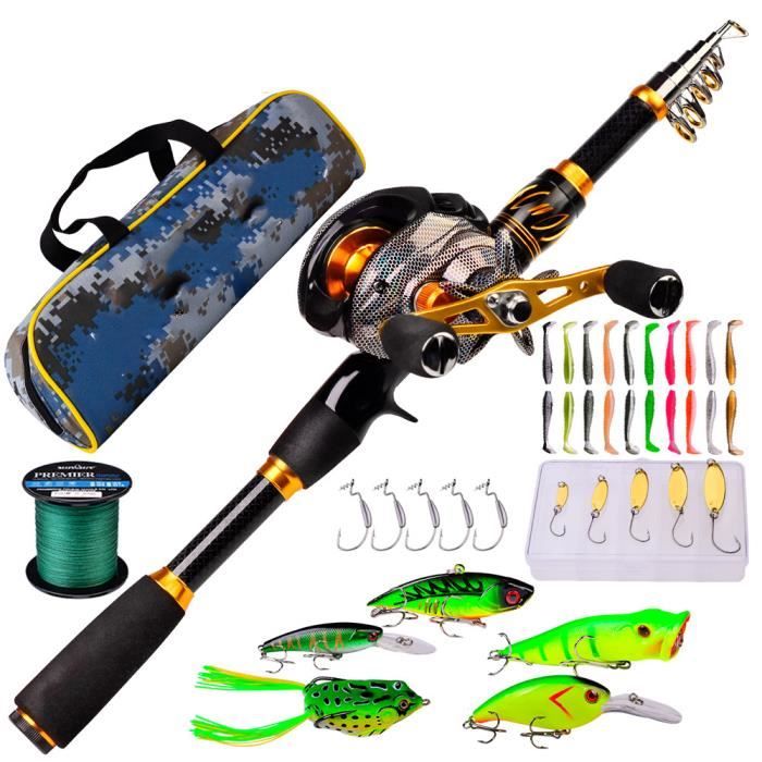 Kit Canne à Pêche Télescopique 1,3m + Moulinet - Complet Pour Débutants