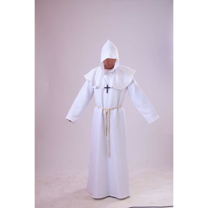 L, Marron Prêtre Peignoir Frère Médiéval Capot Encapuchonné Moine Costume avec Croix Renaissance Robe de prêtre Halloween Robe