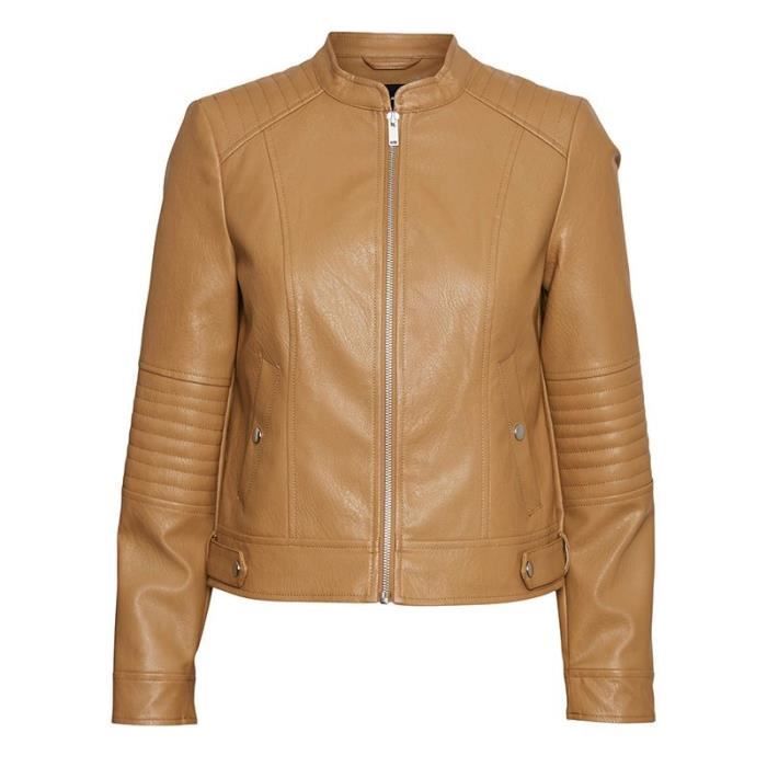 Veste simili cuir femme marron best sale