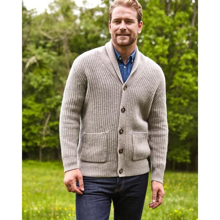 Essentials Cardigan Homme à Manches Longues Col Châle En Molleton - Veste Confortable Quotidienne