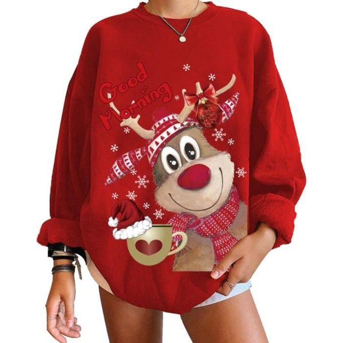 Pull De Noël Femme - Motifs Festifs - Col Rond - Tissu Doux Et Chaud - Hiver - Look Drôle Et Confortable - 5