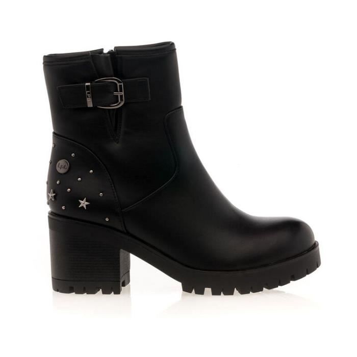 Bottines LPB ERIKA Talon bloc Fermeture a zip Noir Noir Cdiscount Chaussures