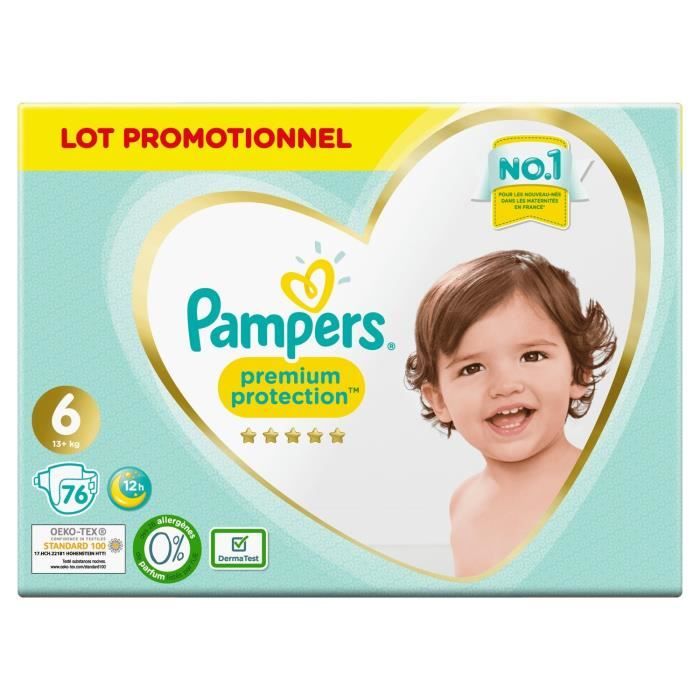 Pampers Premium Protection Taille 6, 76 Couches, 13kg+ - Cdiscount  Puériculture & Eveil bébé