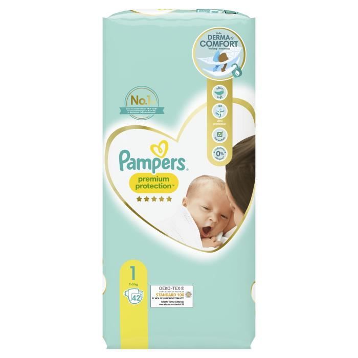 PAMPERS Premium Protection Taille 1 - 42 Couches - 2 à 5kg - Cdiscount  Puériculture & Eveil bébé