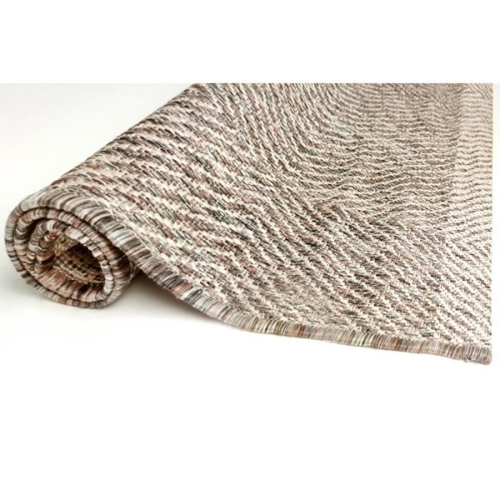 Tapis 100 X 150 Cm Interieur Exterieur Tissage Jacquard Motif Losange Ton Sur Ton Taupe Brun Cdiscount Maison