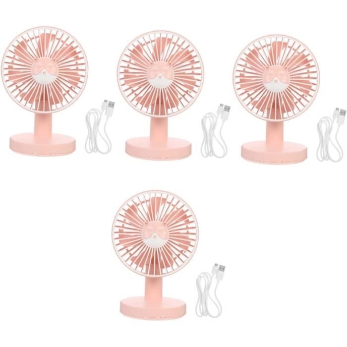 Ventilateur De Bureau USB Rechargeable – Mini, Silencieux, Rose, 12x13cm