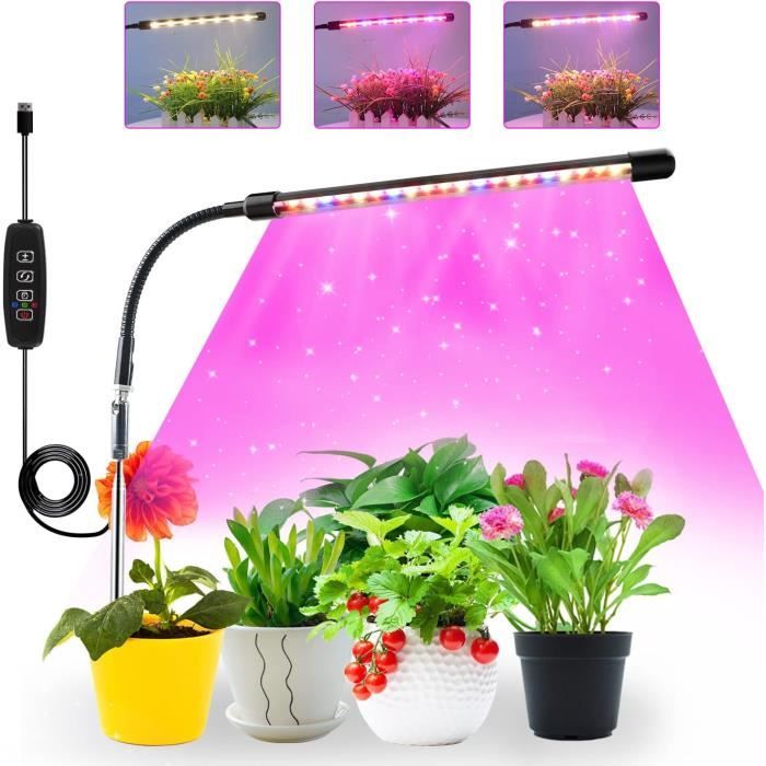 Lampe De Croissance Pour Plantes D'intérieur - Spectre Complet, Minuterie 3/9/12h, 10 Niveaux De Luminosité - Idéale Pour Légumes Et Fleurs