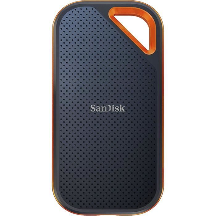 Disque dur externe SanDisk Extreme PRO 2 To NVMe SSD – USB-C – Robuste et étanche – Boucle mousqueton