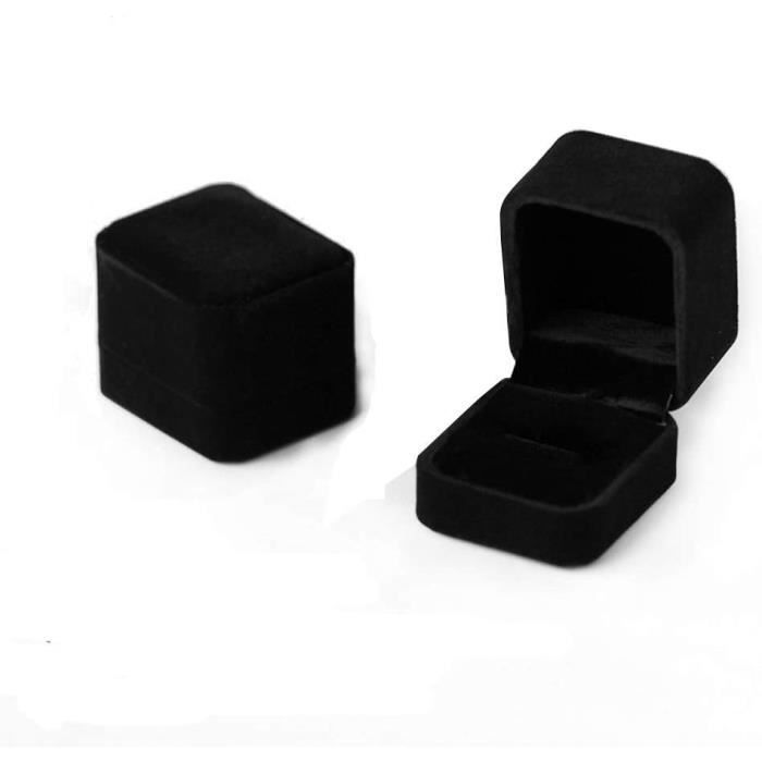 Boîte à Bijoux En Velours - Coffret Cadeau Noir 19x19x4,1 Cm, 4 Compartiments Pour Ensemble Complet