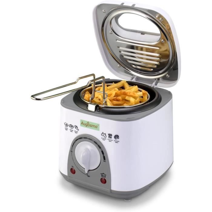 Friteuse à huile Augosoma 850-950W, petite friteuse électrique de 1 litre  avec hublot, panier en acier amovible lavable, tempéra30 - Cdiscount  Electroménager