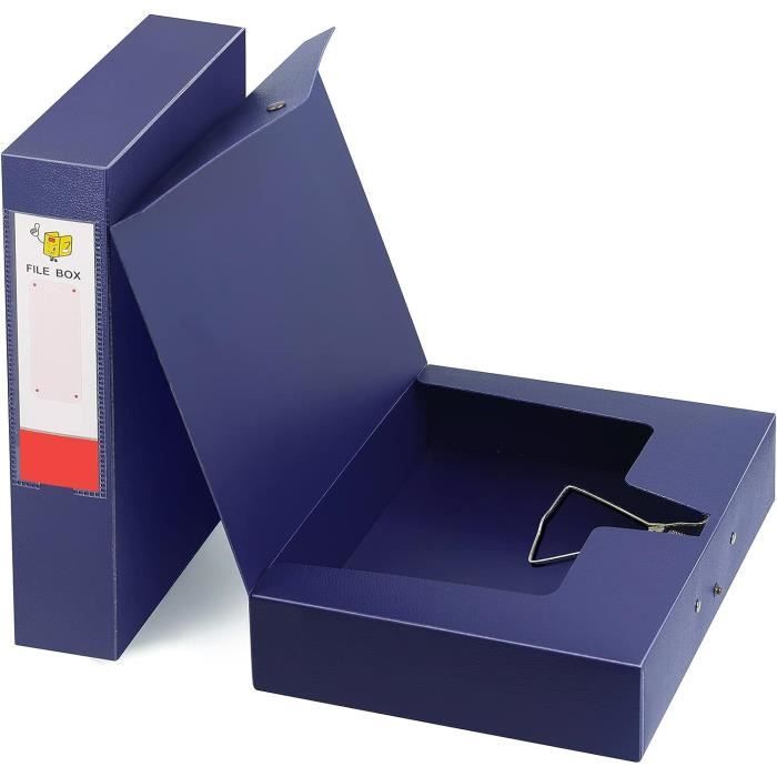 Lot De 8 Boîtes De Classement En Plastique Noir Pour Documents A4 - Dos 75mm - Organisateur De Bureau - 5