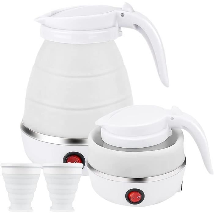 Bouilloire Électrique Pliable 600 Ml, 750 W, Poignée Escamotable, Protection Anti-surchauffe, Voyage