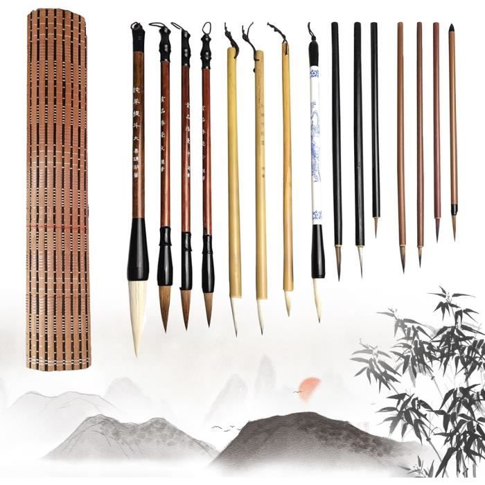 Lot De 3 Pinceaux Calligraphie Chinoise Et Japonaise Kanji Sumi - 3 Tailles Pour Débutants Et Pros
