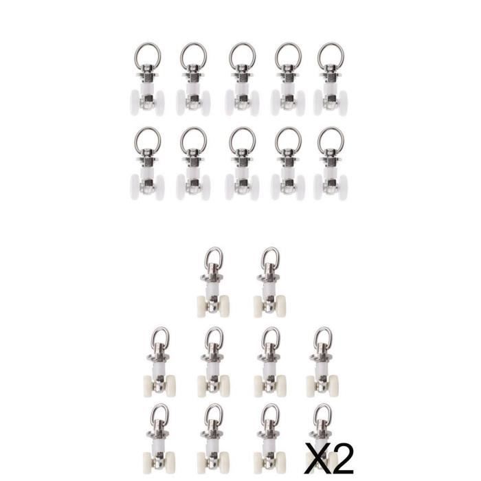 Rouleaux De Rail Pour Rideau - Lot De 20 - Alliage Zinc - Glissement Silencieux - Blanc