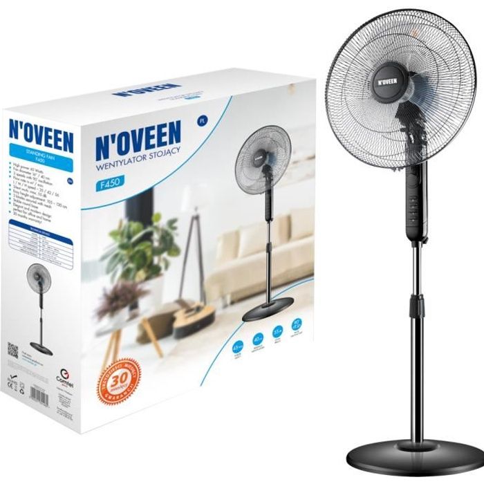 Ventilateur sur pied - F450 - Ultra silencieux - 3 vitesses - 55 dB - Wessper