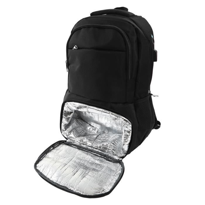 Sac à Dos Glacière Isotherme Pique-nique Plage Camping Noir 42x29x19cm