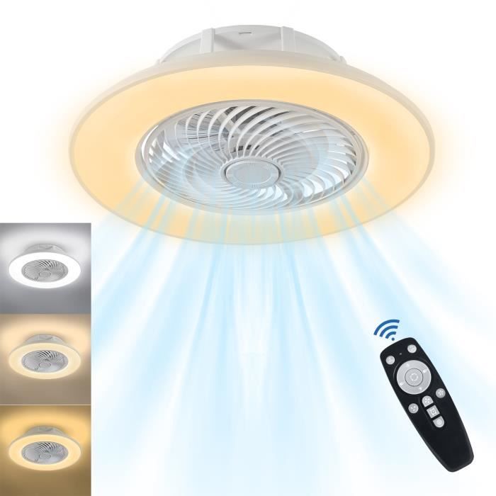 Ventilateur de plafond - YRHOME - Modèle avec lumière LED - 3 vitesses - Télécommande - 84W - Yrhome