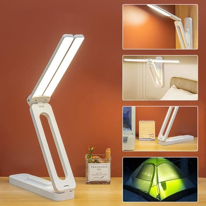 Lampe de Bureau LED Double Tête Lumiere Portable & Pliable avec 3 Luminosité Rechargeable 4000 mAh pour Lecture Bureau Lampe de Bureau LED Double Tête Lumiere Portable & Pliable avec 3 Luminosité Rechargeable 4000 mAh pour Lecture Bureau