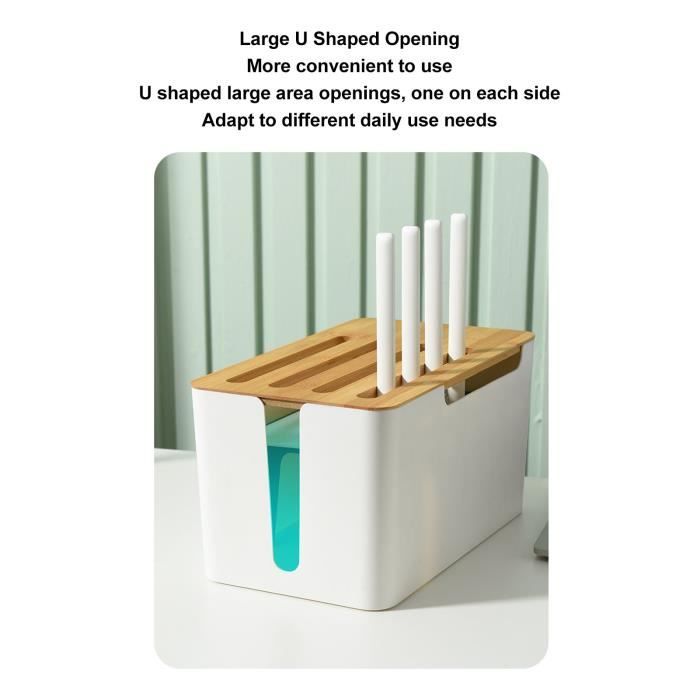 Boîte De Rangement Pour Routeur Et Accessoires TV - En Bambou Et Plastique - Cache Fils, Organise Votre Salon Ou Bureau