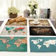 Set de table,1 pièces carte du monde motif cuisine napperon Table à manger tapis thé caboteur coton linge Pad - Type 2CD-MAP0001-10-1