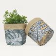 2 Cache-Pots Plantes D.18cm - Décoration Intérieur Maison Bureau Jungle - Pot de Fleur / Panier de Rangement Jute et Tissu - IBIKI-1