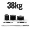 Set de Barres d'Haltère avec Disques de Poids - PHYSIONICS - 38 kg - Gym, Fitness-1