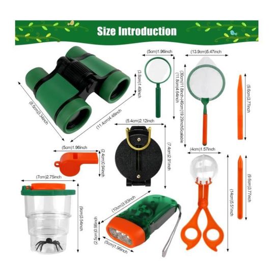 DEVRNEZ Kit Exploration Enfant, Jouets pour Enfants de 3-12 Ans Jouet Exterieur Enfant 4 5 6 7 8 9 10 11 12 Ans Cadeaux pour Garcon de 4-11 Ans Telescope Enfant 3-10 Ans