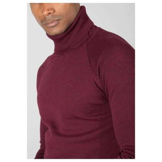 Pull col roulé bordeaux homme new arrivals