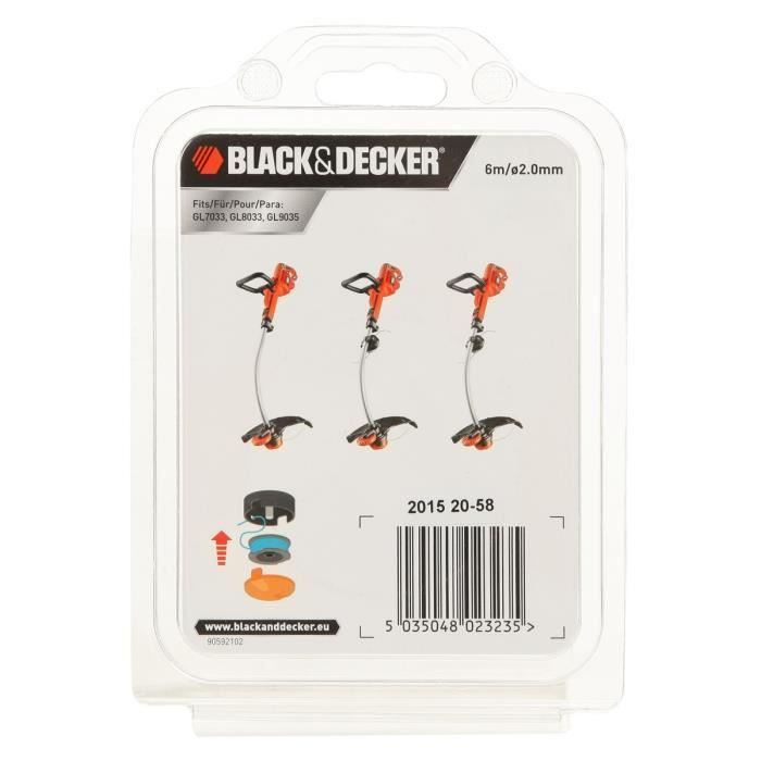 Set 3 Bobine Filo Nero Per Decespugliatore BLACK+DECKER - 6 Metri, Compatibile GL8033, GL9035, A6486 - Foto 7